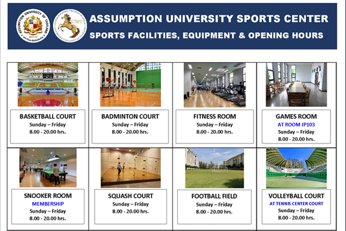 Sports Facilities, Equipment & Opening Hours