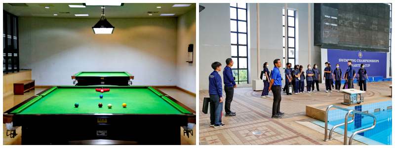 three Snooker Tables, two Squash Courts, Assumption University's 2000-Seat, 25- Meter Aquatic Center